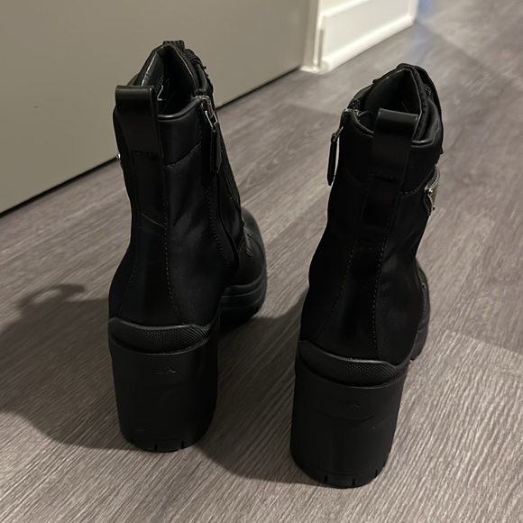 PRADA Brushed Leather and Re-Nylon Laced Booties - Picture 13 of 16